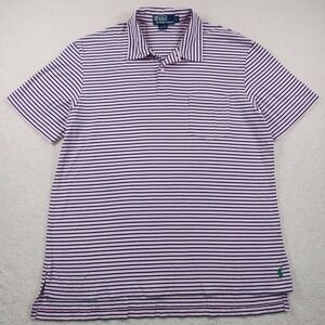 Vintage Polo Ralph Lauren Shirt Men's Large Pink Striped S/S Casual Pony 90's